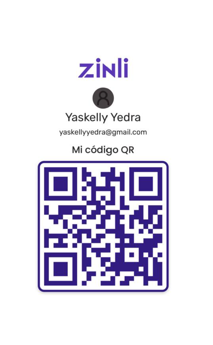QR de Zinli de Yaskelly Yedra, correo yaskellyyedra@gmail.com.